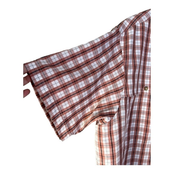 Solaris UPF Red Plaid Venting Short Sleeve Moisture Wicking Mens Shirt NEW - Picture 7 of 16